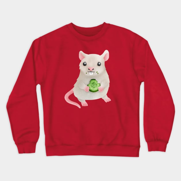 Pet rat eating cucumber Crewneck Sweatshirt by CleanRain3675